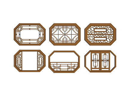 Chinese-style cut-out window pane 3d model