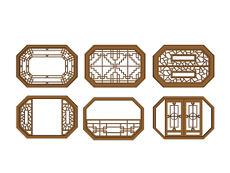 Chinese-style cut-out window pane 3d model