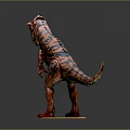 Detailed Tyrannosaurus Rex Dinosaur Model In Red And Black Standing Pose With Base Stand