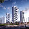 Modern High Rise Residential Building With Greenery Street View And Urban Surroundings