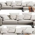 Modern Light Gray Sectional Sofa With Plush Cushions Metal Legs And Throw Blanket