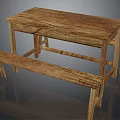 Rustic Wooden Dining Table Set With Matching Benches And Natural Wood Grain