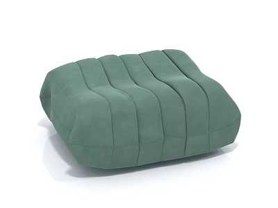 Green Pleated Fabric Stool With Soft Cushioned Design For Modern Home Decor 3d model