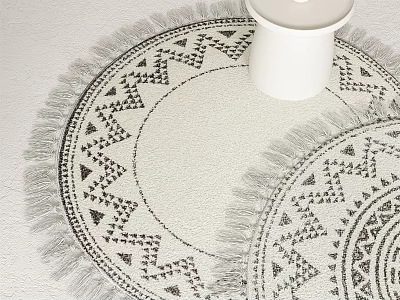 Stylish Round Rug with Geometric Patterns and Fringe for Modern Home Decor 3d model