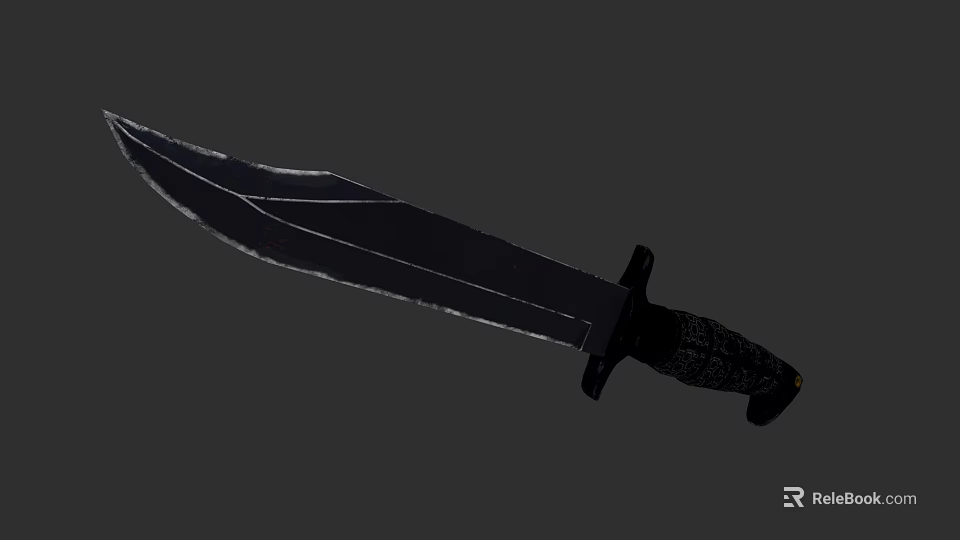Tactical Combat Knife With Sharp Blade And Textured Black Handle Design 3d model 