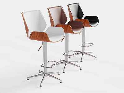 Modern Bar Stools Featuring White Brown Black Seats And Silver Metal Frames 3d model