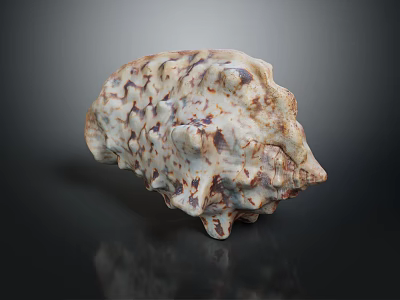 Artisan Handcrafted Shell Like Sculpture Carving With White Brown Speckled Texture Design 3d model