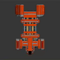 Orange And Blue Interstellar Spacecraft Module With Open Compartments And Mechanical Components