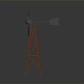 Industrial Windmill Equipment with Metal Blades and Orange Steel Support Structure