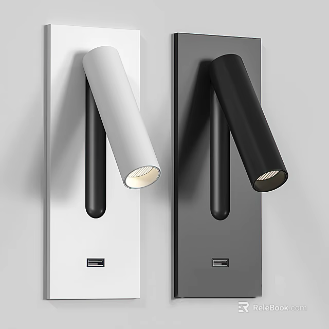 Modern Black And White Wall Lamps With Metal Cylindrical Design For Contemporary Lighting 3d model 