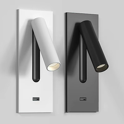 Modern Black And White Wall Lamps With Metal Cylindrical Design For Contemporary Lighting 3d model