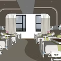 Modern Hospital Outpatient Ward With Clean Beds Bedside Tables Green Pillows And Windows