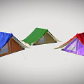 Multiple Colored Camping Tents in Blue Green and Red for Outdoor Adventures