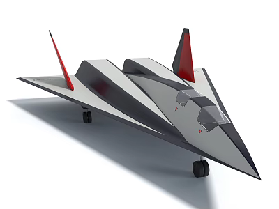 Modern Fighter Jet Model With Aerodynamic Shape And Red Tail 3d model