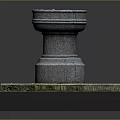 Traditional Stone Structure With Circular Top Octagonal Base Platform Small Square Opening And Moss Details 3d model