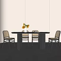 Modern Middle Ancient Dining Table and Chair Combination 3d model