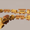 Wooden Toy Train with Engine Carriages and Wooden Wheels for Play