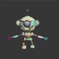 Cartoon Robot Game and Movie Character With Large Orange Eye Green Ears Red Arms