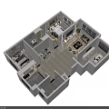 Birds Eye View Floor Plan For Residential Interior Layout With Bedrooms Living Room And Kitchen