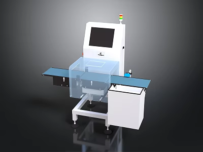 Industrial Automated Inspection Equipment With Conveyor Belt Transparent Cover Display Screen And Indicator Light 3d model