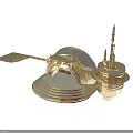 Elegant Modern Golden Architectural Model With Curved Structure Circular Base And Tower