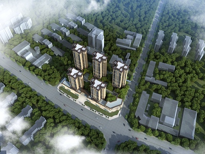 Modern Aerial View Commercial Planning Residential High-rise model