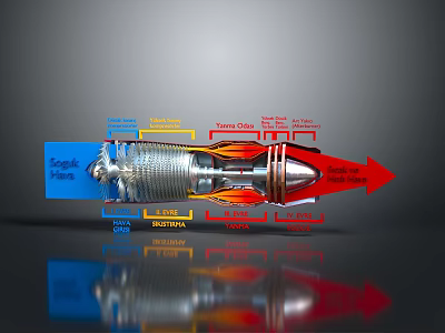 Weapon Rocket Engine Internal Structure With Propulsion System Hot Gas And Exhaust Components 3d model