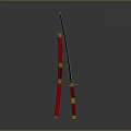 Traditional Japanese Katana With Red Scabbard And Gold Decorative Accents