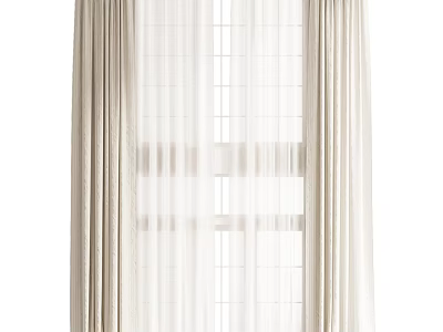 Elegant Beige Curtains With Soft Sheer Layered Design For Home Windows 3d model