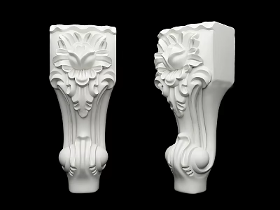 Ornate White Decorative Columns With Intricate Floral Carvings And Classical Patterns 3d model