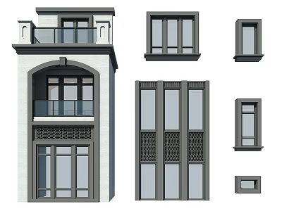 Modern Building Exterior Featuring Floor to Ceiling Windows With Various Design Styles and Glass Panels 3d model