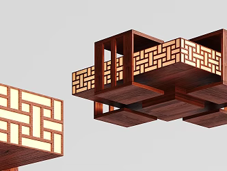 Chinese ceiling lamp solid wood mahogany ceiling lamp 3d model