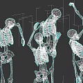Dynamic Skeletons In Various Dancing Poses With Artistic 3D Models