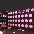 Indoor Interactive Stress Relief Wall With Pink Circular Buttons And Decorations 3d model