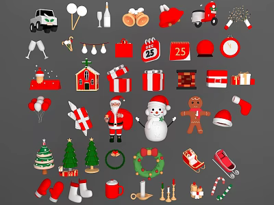 Christmas Christmas elements Santa Claus Christmas ornaments Christmas tree Christmas gift cartoon Christmas Christmas 3d model
