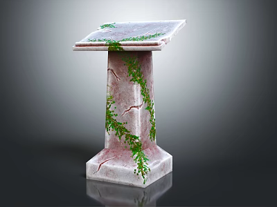 Elegant Decorative Stone Pedestal Furniture With Green Vines And Smooth Tabletop 3d model
