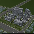 Aerial Planning of Modern Residential Area With High Rise Buildings Green Spaces And Roads