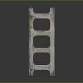 Gray Concrete Block With Rough Surface And Multiple Holes For Construction Applications 3d model