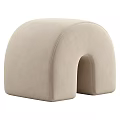 Comfortable Upholstered Sofa Stool With Curved Design And Brown Beige Black Colors