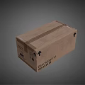 Brown Cardboard Box Strapped With Transparent Tape And Black Text Arrows