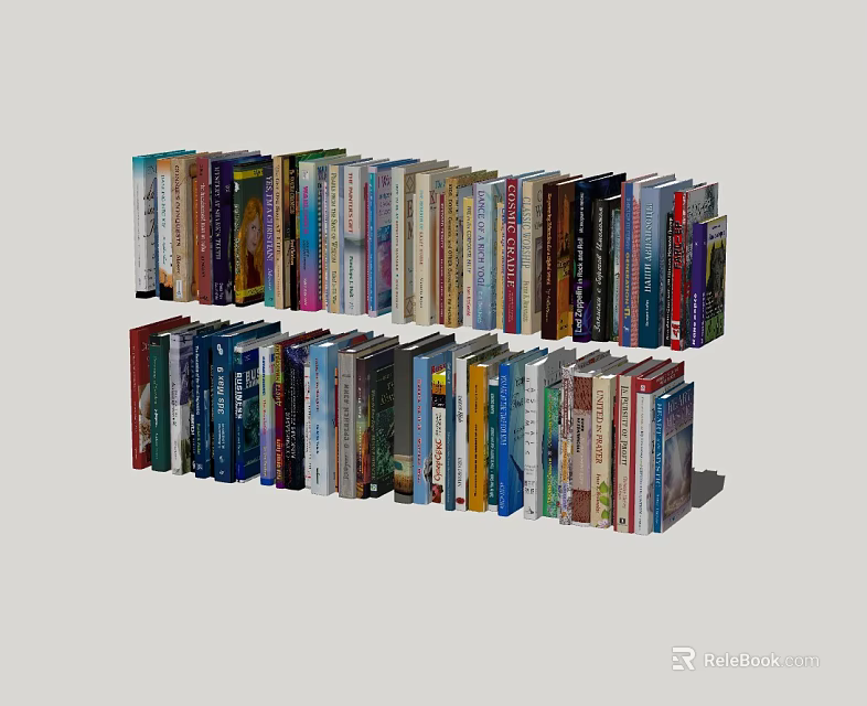 Colorful Diverse Books And Magazines Collection With Neatly Arranged Various Covers 3d model 