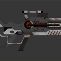 Futuristic Sci Fi Weapon With Metallic Structure Scope Red Component And Barrel 3d model