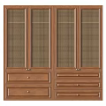 Wooden Wardrobe with Mesh Panel Doors and Drawers for Bedroom Storage