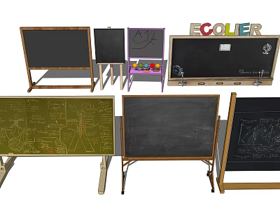 Assorted Art Supplies Including Wooden Chalkboards Drawing Boards and Stands for Artists 3d model