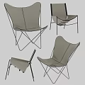 Modern Leather Butterfly Shaped Leisure Chair With Metal Frame And Ergonomic Design
