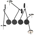 Modern Black Wall Lamp With Circular Shades And Metal Structure Design