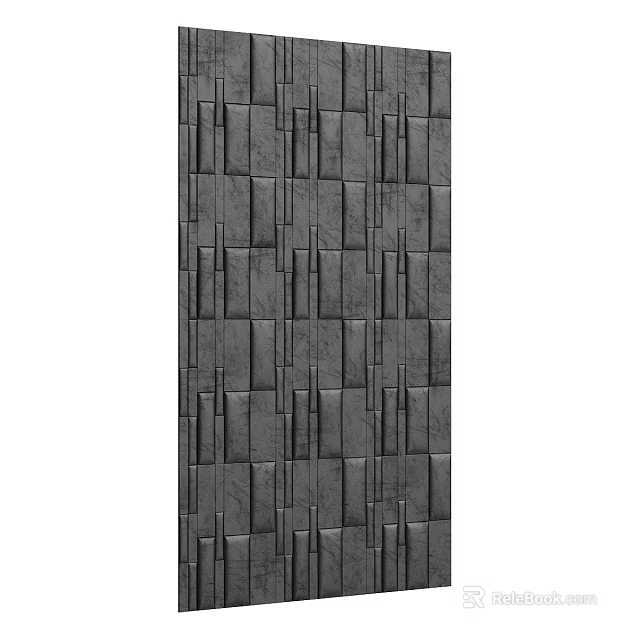 Modern Gray Textured Background Wall With Irregular Stone Pattern Design 3d model 