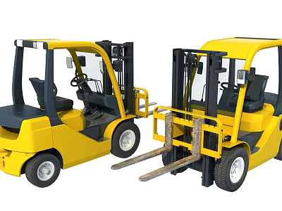 Two Yellow Industrial Forklifts For Heavy Duty Material Handling Operations 3d model