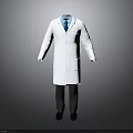 Professional White Long Lab Coat Outfit With Blue Shirt Tie Dark Pants And Shoes