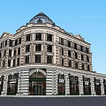 Classical Commercial Street Building With Domed Roof Multi Story Shop Fronts